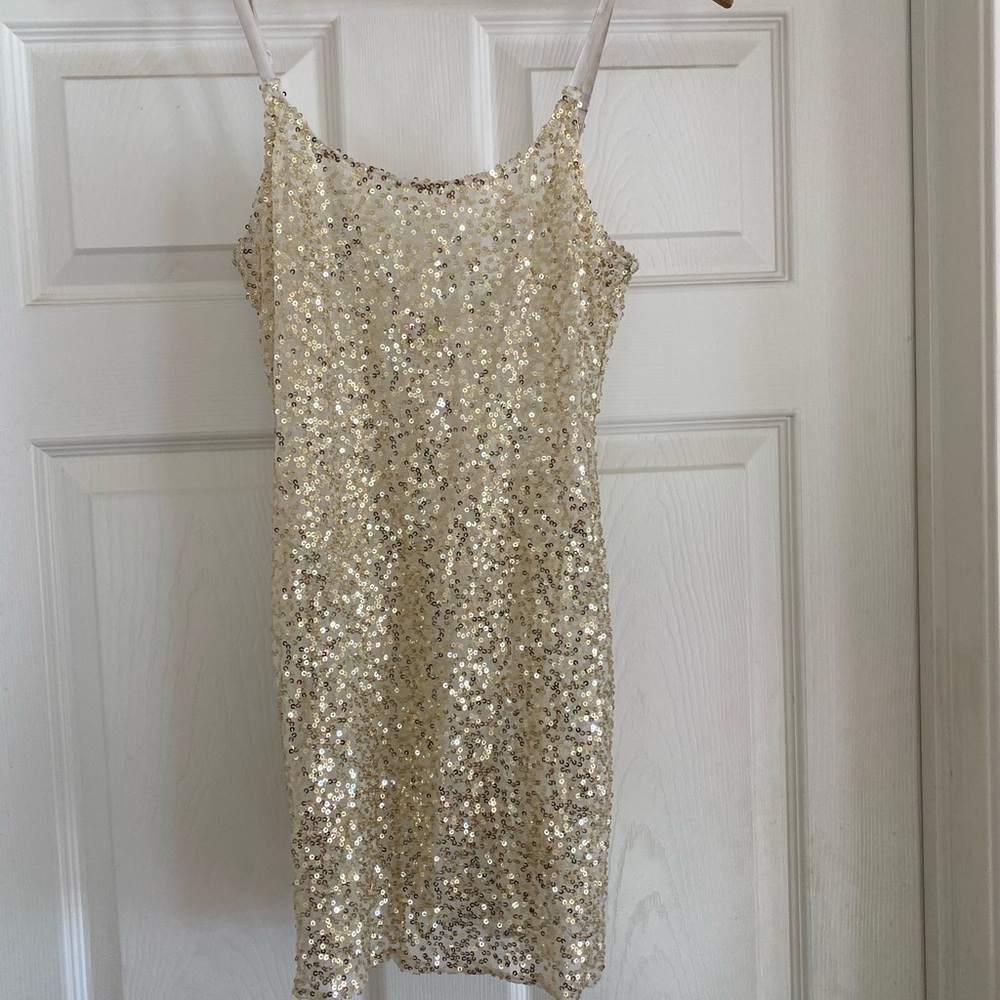 Free People Gold Sequin Mini Dress